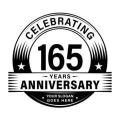 165 years anniversary celebration design template. 165th logo vector illustrations.