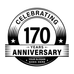 170 years anniversary celebration design template. 170th logo vector illustrations.