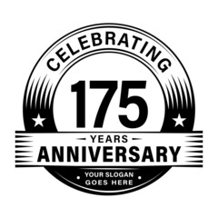 175 years anniversary celebration design template. 175th logo vector illustrations.