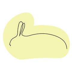 Sketchy, contour silhouette of a hare, rabbit, ears. Continuous one line drawing. Isolated vector illustration with black line on white background. Line art.
