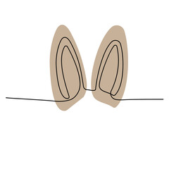 Sketchy, contour silhouette of a hare, rabbit, ears. Continuous one line drawing. Isolated vector illustration with black line on white background. Line art.