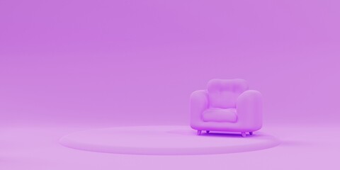 Pink Armchair And Background 3d Illustration