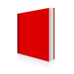 Red blank book cover isolated on a white background