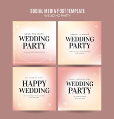 instagram post wedding invitation web banner template retro gradients elegance abstract blurry space area