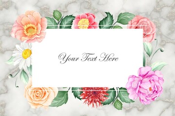 Watercolor Floral Background with Beautiful Flowers