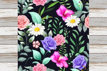 Floral Seamless Pattern with Beautiful Flowers