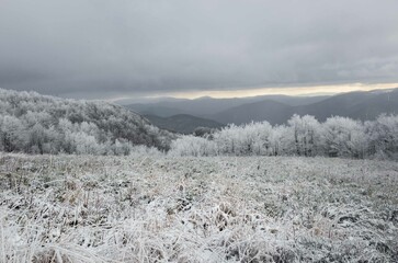Mountains in Poland during winter. Snow, sky landscape