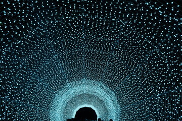 binary code background blue light dome tunnel 