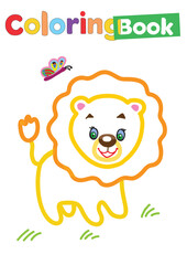 Coloring book lion cub. vector illustration. colored outline