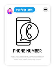 Handset in speech bubble on smartphone screen. Phone number symbol. Modern vector illustration.