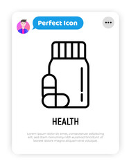 Supplement for pets thin line icon. Veterinary clinic. Modern vector illustration of medical drugs.