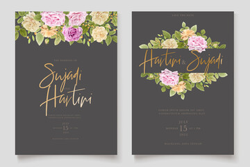Roses and peonies wedding card set