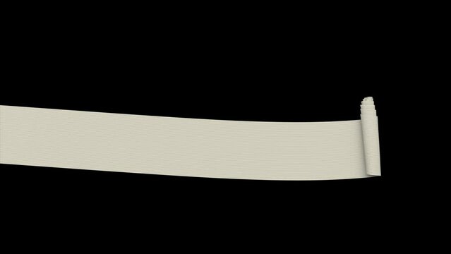 A roll of elastic bandage unfolds along the screen and forms a strip of fabric. Transparent background.