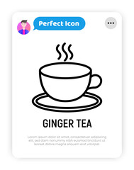 Cup of tea thin line icon. Modern vector illustration.