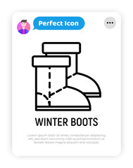 Winter boots thin line icon. Modern vector illustration.