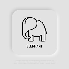 Cartoon elephant thin line icon. Modern vector illustration.