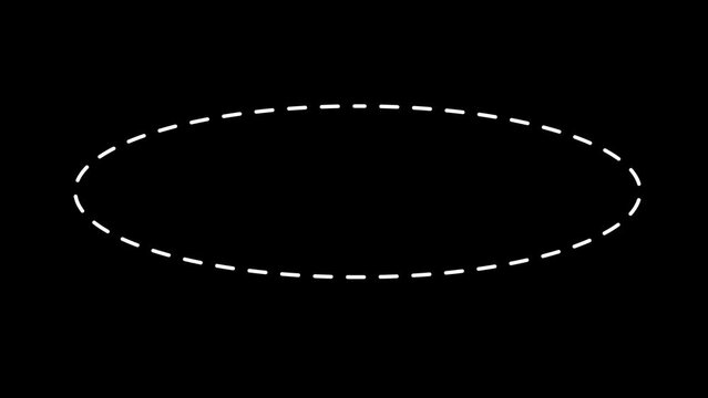 Cartoon animation of circle ellipse dashed. Geometric motion design graphic element good for explainer, overlay, etc... Good as orbit.