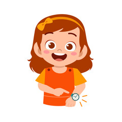 cute little girl wear watch on wrist