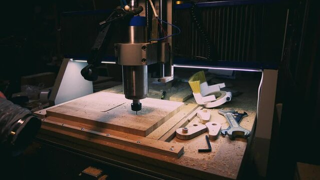 Woodworking, CNC Machine Makes An Inscription With A Pattern