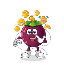mangosteen laugh and mock character. cartoon mascot vector