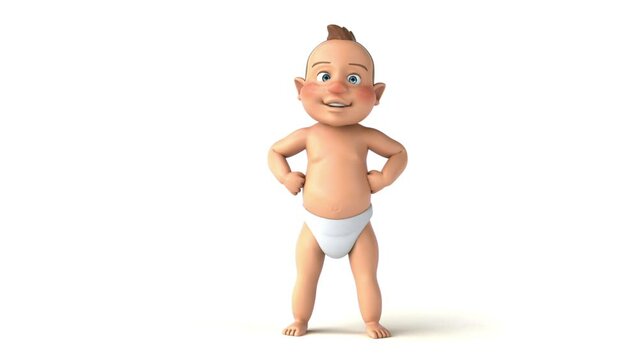 Fun 3D cartoon of a baby presenting
