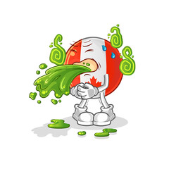 canada flag throw up cartoon. cartoon mascot vector