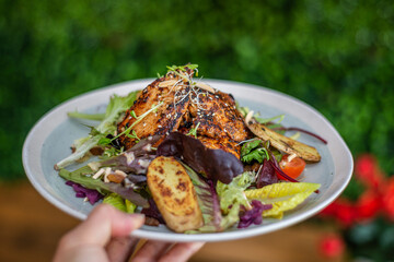 grilled pork with vegetables