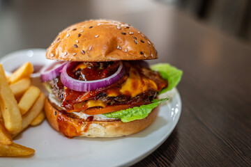 hamburger on a plate