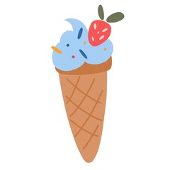 ice cream cone with strawberry