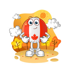 canada flag in the autumn. cartoon mascot vector