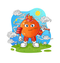 Fototapeta premium pomegranate samurai cartoon. cartoon mascot vector