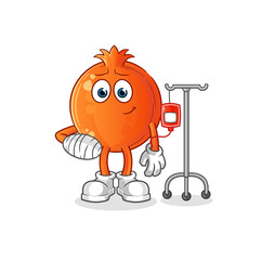 pomegranate sick in IV illustration. character vector