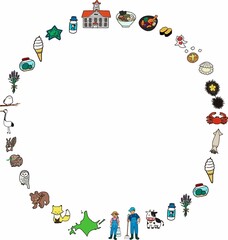 くっきり主線の北海道アイコン丸フレーム