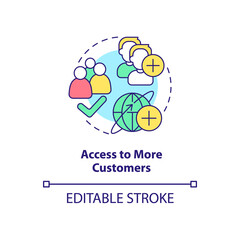 Access to more customers concept icon. Export business advantages abstract idea thin line illustration. Isolated outline drawing. Editable stroke. Arial, Myriad Pro-Bold fonts used