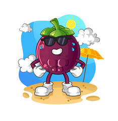 mangosteen sunbathing in summer. character vector