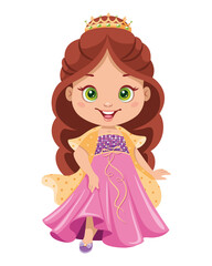 Little princess Cinderella. Cartoon vector illustration for kids