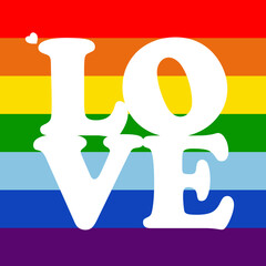 Vector illustration  with words “love” in LGBT colors