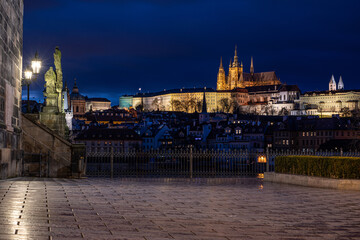 Prague castle in night