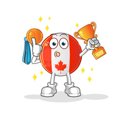 canada flag winner with trophie. cartoon character