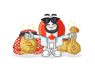 canada flag rich arabian mascot. cartoon vector