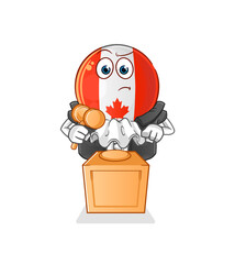 canada flag judge holds gavel. character vector