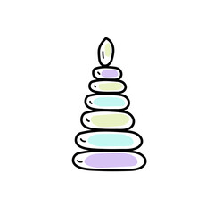 Pyramid toy doodle sketch hand drawn pastel color. 