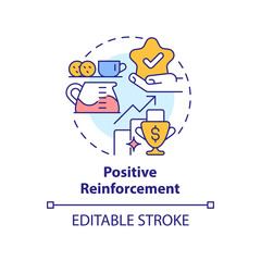Positive reinforcement concept icon. Optimistic work environment abstract idea thin line illustration. Incentive program. Isolated outline drawing. Editable stroke. Arial, Myriad Pro-Bold fonts used