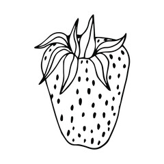 black and white strawberry cartoon
