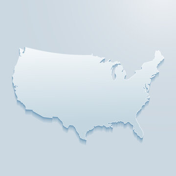 USA Map 3D on gray background