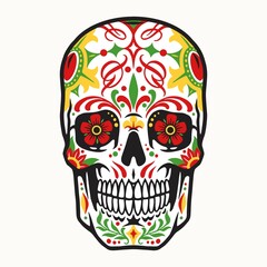 Colorful skull with flowers instead of eyes