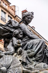 Fototapeta na wymiar Fontaine Bartholdi, Place des Terreaux, Lyon