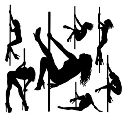 sexy pole dancer posing silhouette