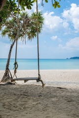 Patong Beach in Phuket Island, the most popular beach in the resort town of Phuket island, Thailand.  Patong beach landscape for vacation, holiday, travel 