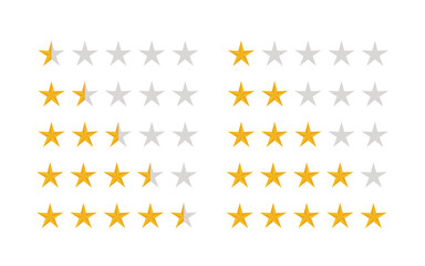 Golden star rating, All ranges star point, half star to five star point.